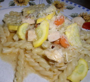 pasta with chicken and yellow squash