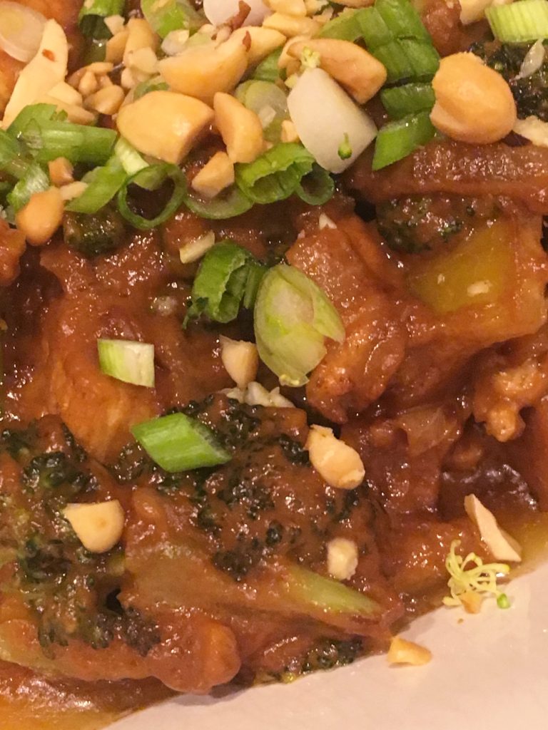 broccoli and tofu with peanut sauce