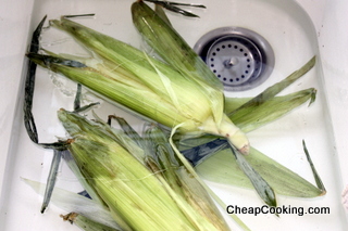 corn soaking in water