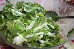 jicama salad with arugula and romaine salad with lime-cilantro dressing