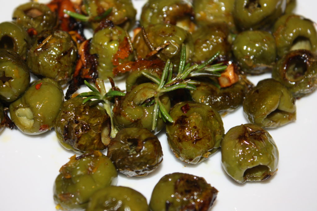 roast green olives with orange and rosemary
