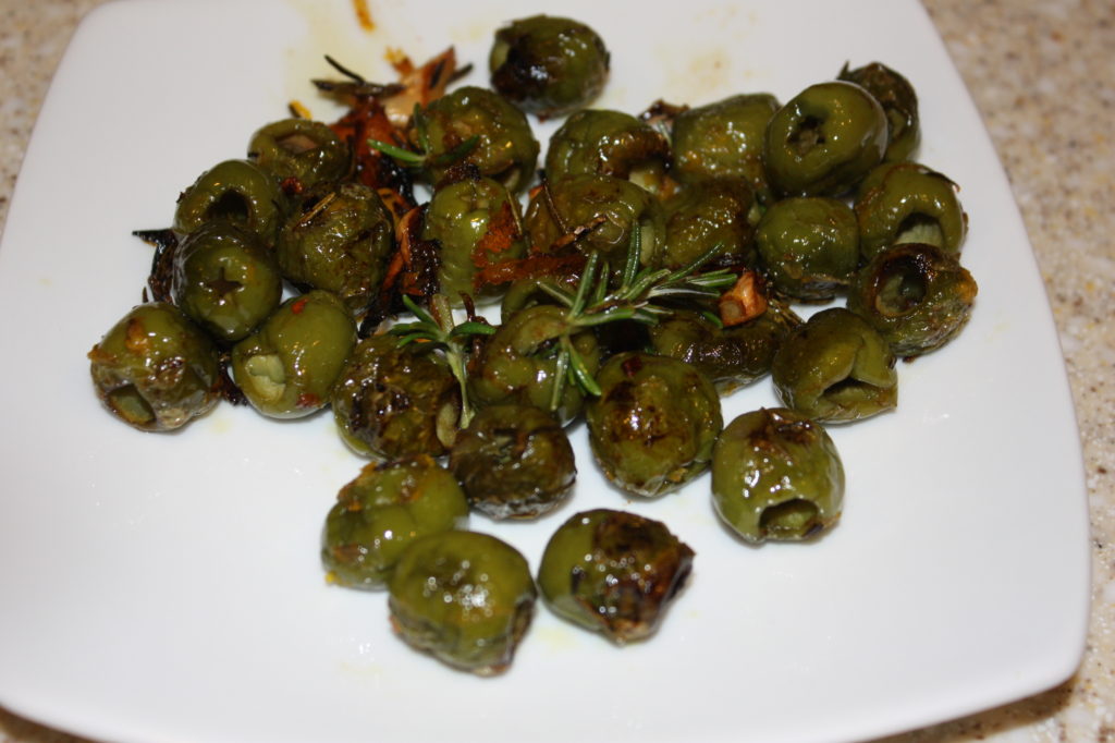 roasted green olives with orange and rosemary