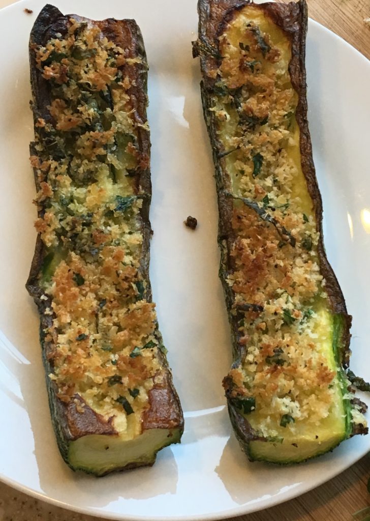 roast zucchini with bread crumbs