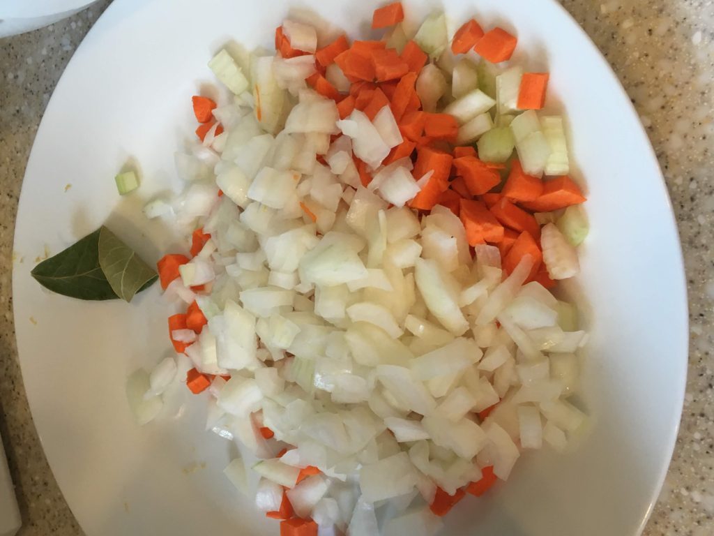 mirepoix - onion, carrot and celery