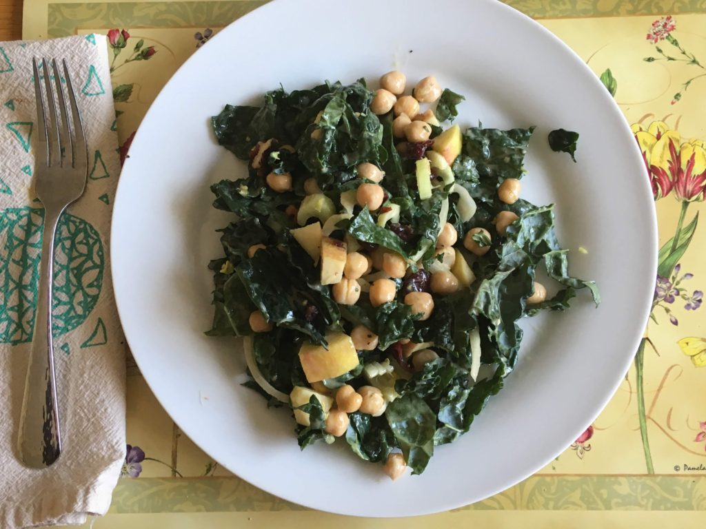 Sweet, Salty and Crunchy Kale Salad for lunch