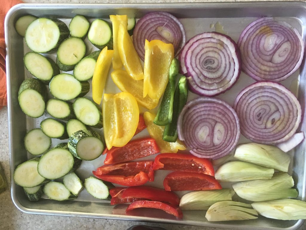 summer vegetables ready to oven roast