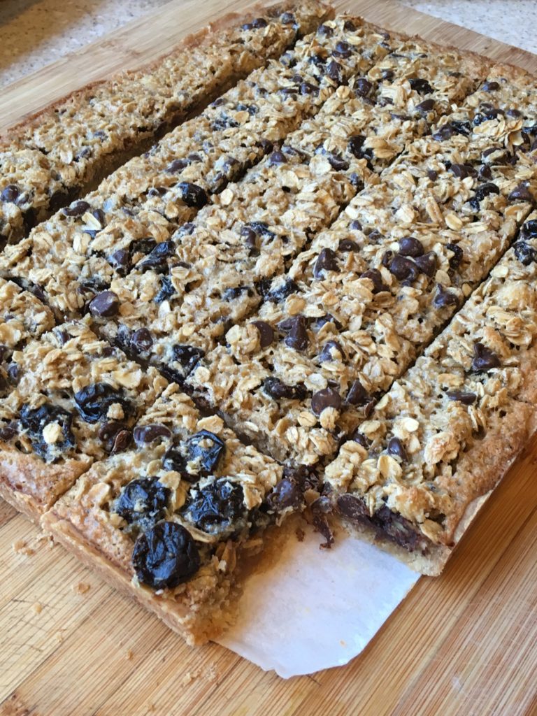 gooey oat bars with dried cherries