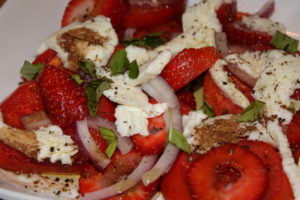 Strawberries, Tomatoes, Basil, and Red Onion