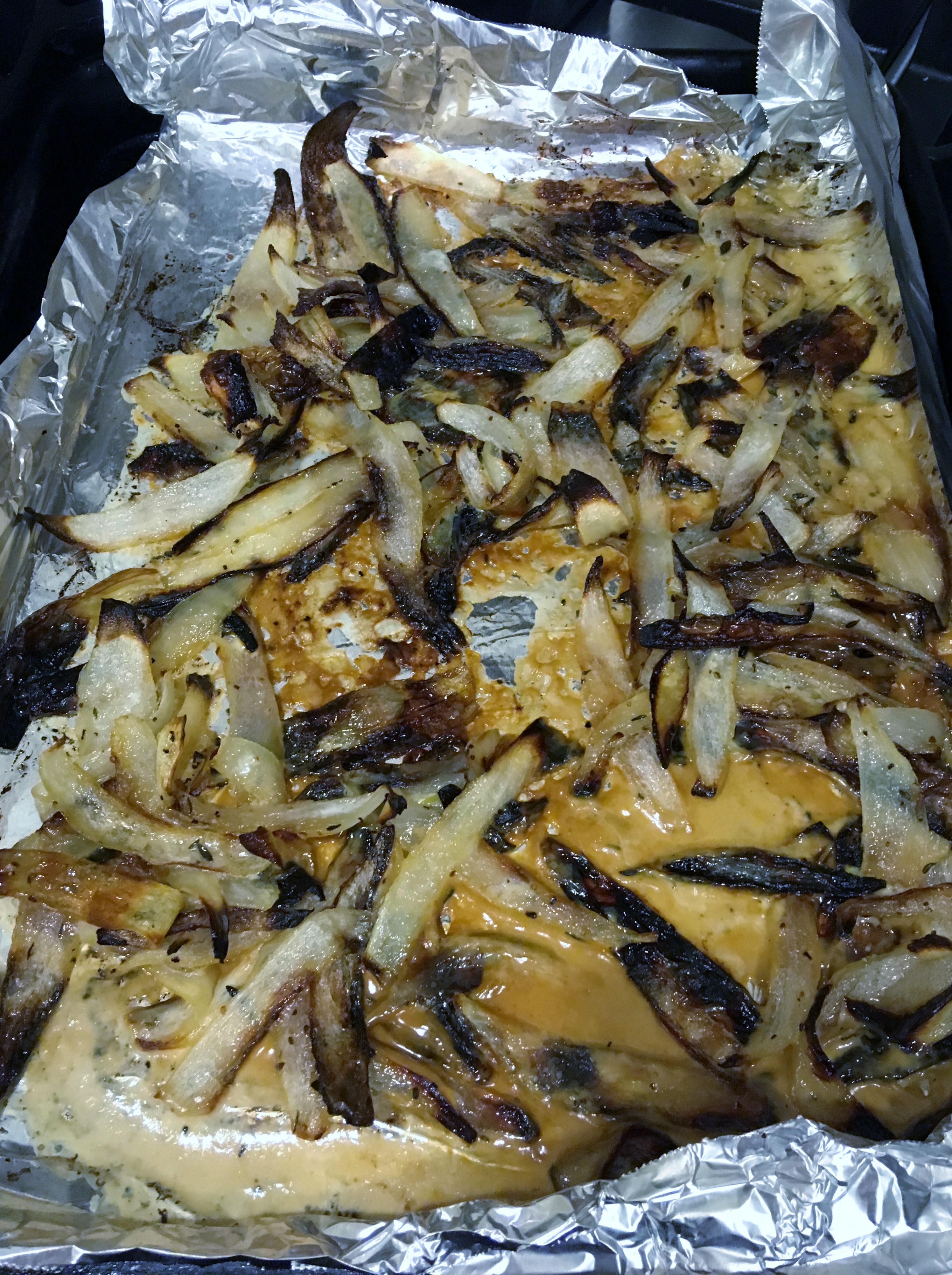 sheet pan cream and thyme roasted onions